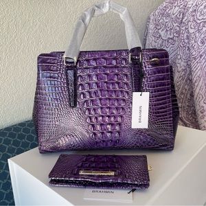 NWT Brahmin Small Finley Satchel in Ultraviolet Ombré Melbourne
